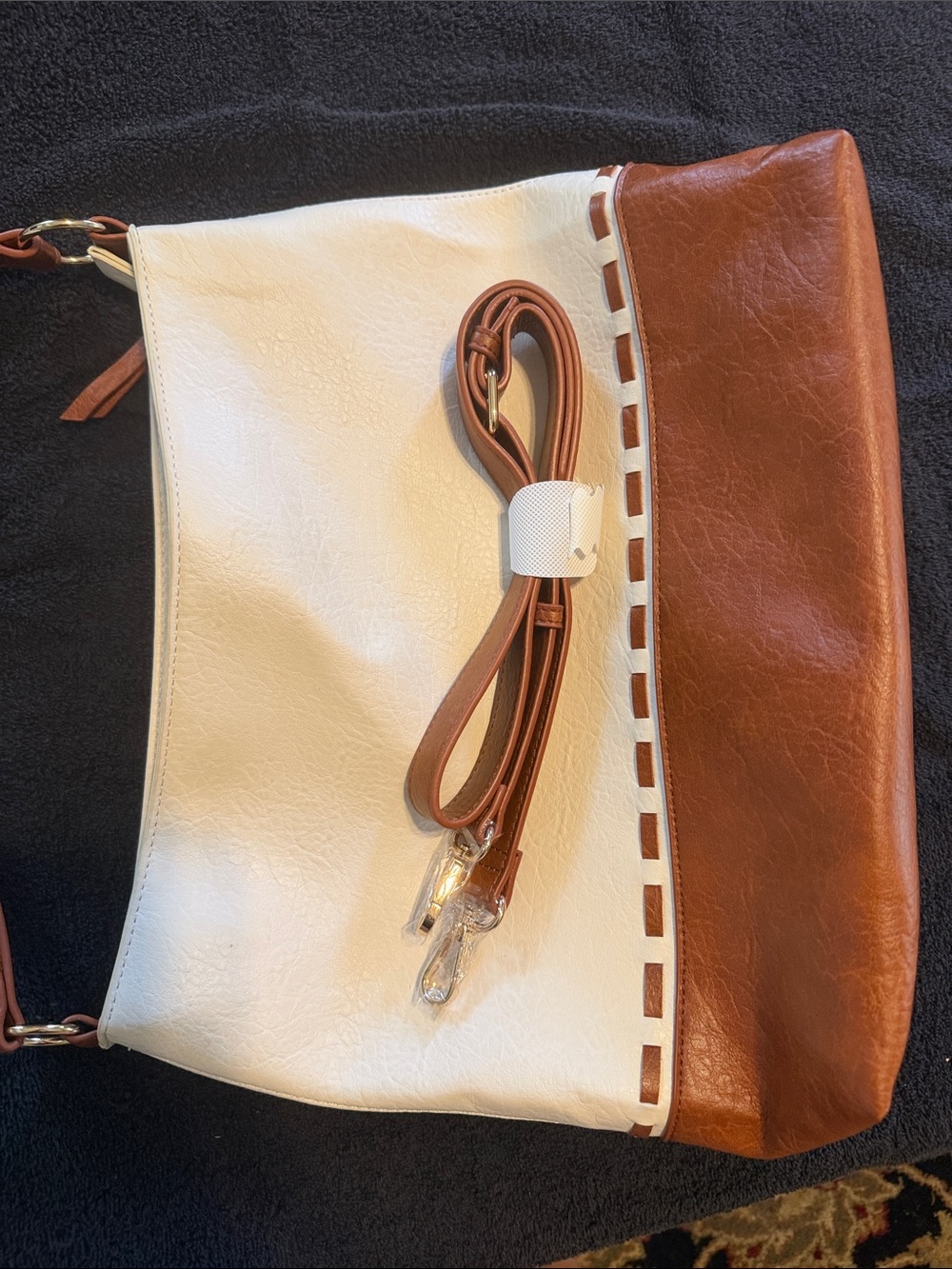 NWOT Cream and Tan Two-Tone Shoulder Bag
